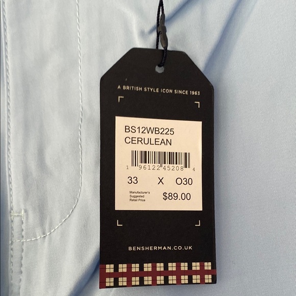 Ben Sherman Blue Chinos Flat Front Straight Leg - Picture 5 of 6